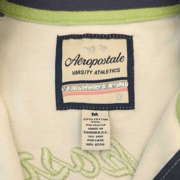 Y2K Aeropostale Blue and White Track Jacket Full-Zipper - Picture 2 of 8